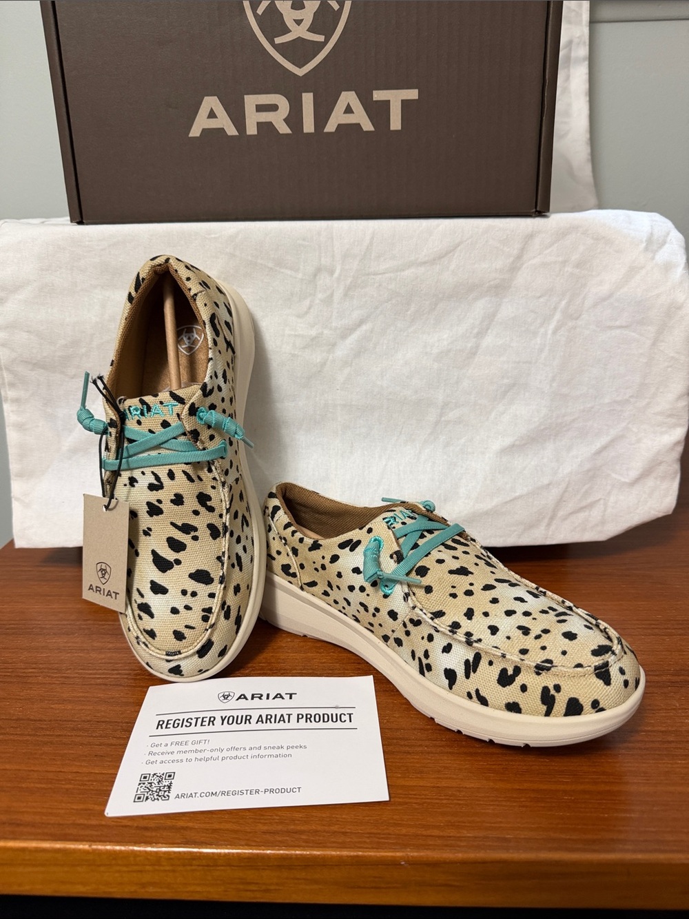 Ariat washed animal Print Sneakers with Teal Accents
